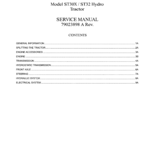 GCO ST30X, ST32 Tractors Workshop Repair Manual