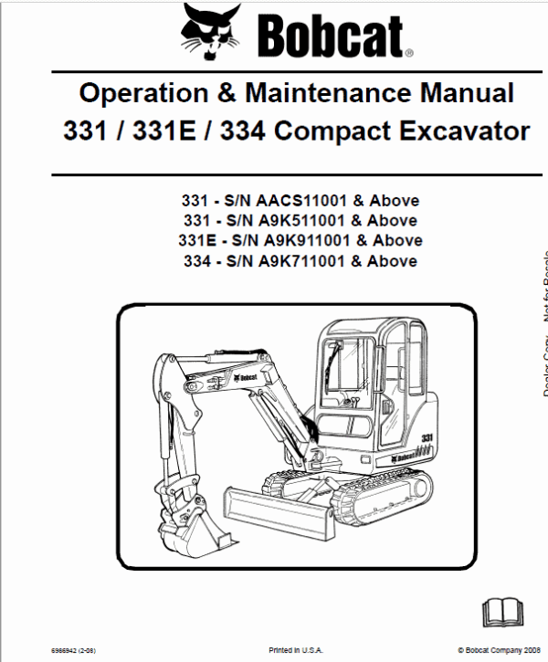 Bobcat 331, 331E, 334 Excavator Repair Manual - Image 2