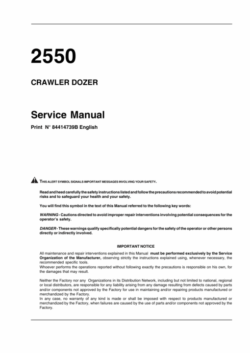Case 2550 Crawler Dozer Repair Manual