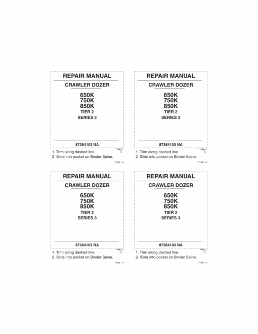 Case 650K, 750K, 850K Crawler Dozer Repair Manual