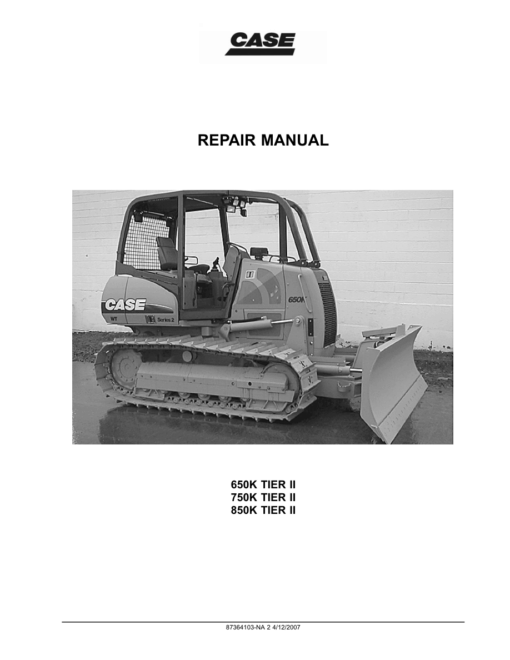 Case 650K, 750K, 850K Crawler Dozer Repair Manual