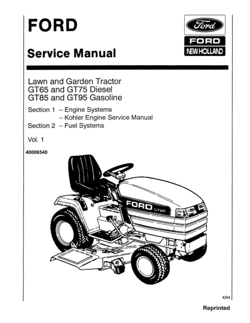 Ford GT64, GT75, GT85, GT95 Lawn Tractor Repair Manual