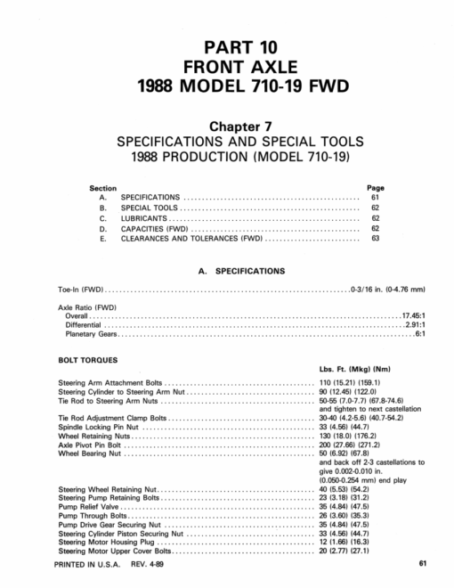 Ford 555A, 555B and 655A Backhoe Loader Repair Manual