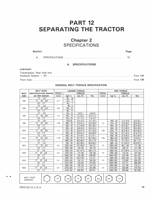 Ford 1310, 1510 and 1710 Tractors Service Manual
