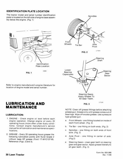 Ford LT8, LT11 Lawn Tractor Repair Manual