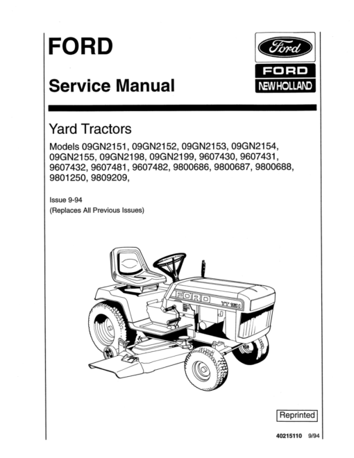 Ford YT12.5, YT14, YT16 and YT16H Lawn Tractor Repair Manual