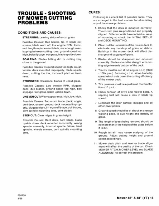 Ford YT12.5, YT14, YT16 and YT16H Lawn Tractor Repair Manual
