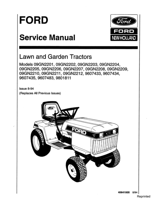 Ford LGT12, LGT14, LGT17, LGT18H Lawn Tractor Repair Manual
