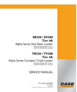Case SR220, SR250, SV250, SV300 SkidSteer Repair Manual