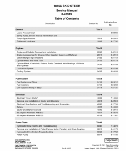 Case 1845C SkidSteer Repair Manual