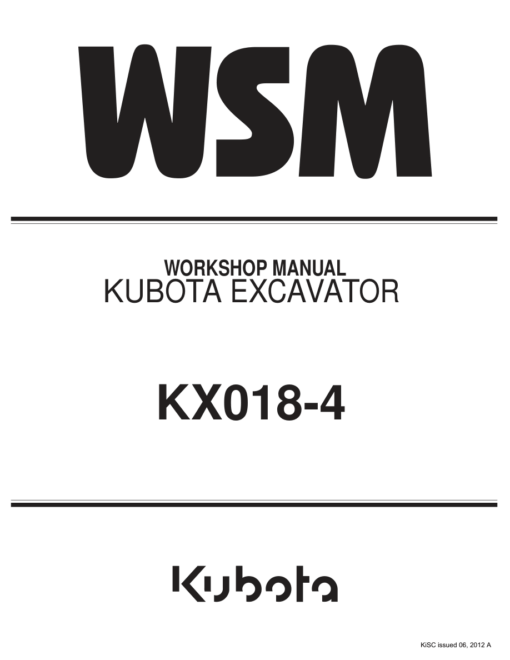 Kubota K018-4 Excavator Workshop Repair Manual