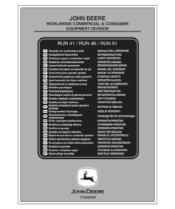 John Deere RUN41 (SA295119), RUN46 (SA295219), RUN51 (SA295319) Lawn Mowers Operator's Manual (171505878)