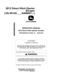John Deere 3012 Scrapers Operator's Manuals (OMT509984X019)